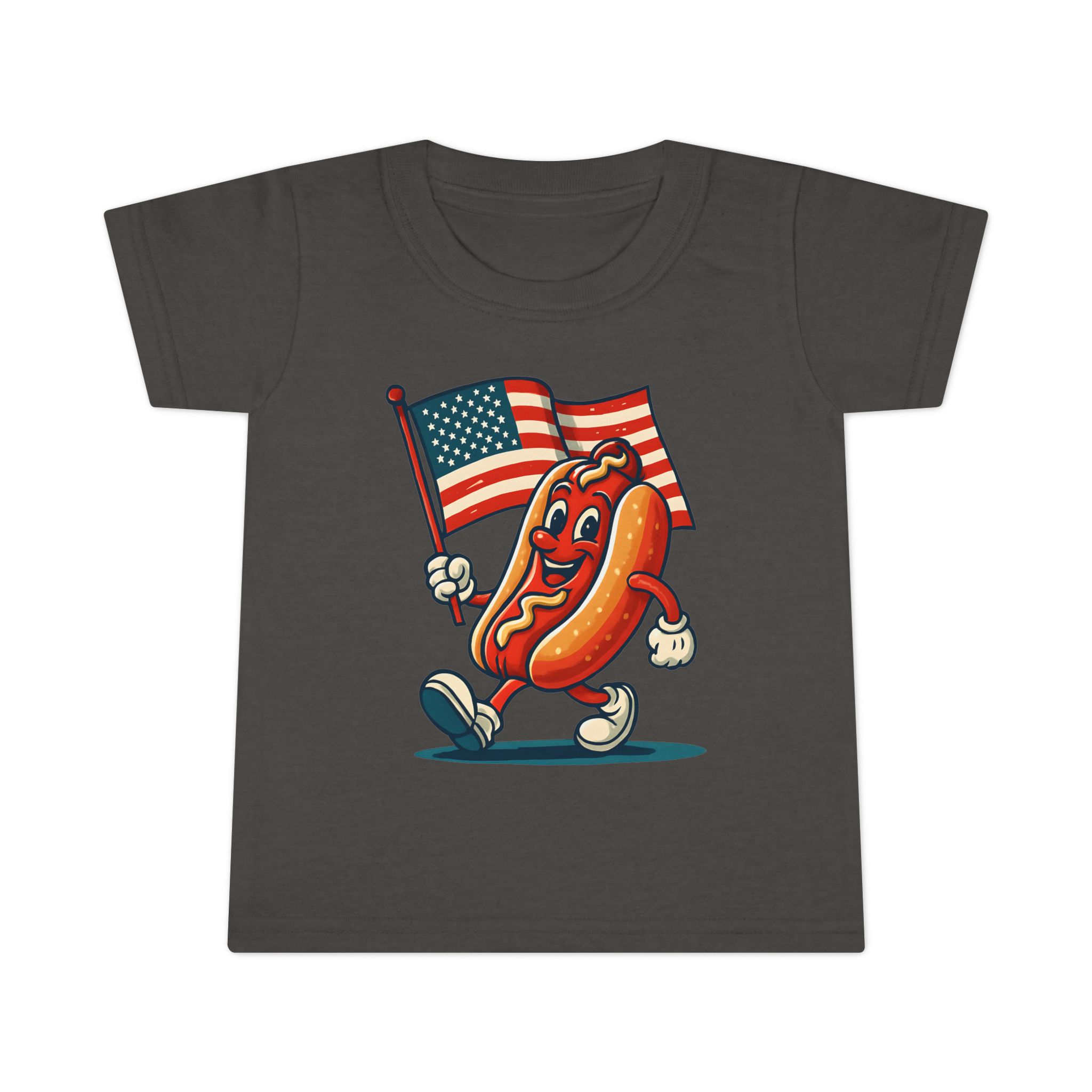 Happy 4th of July Hot Dog Toddler T-Shirt, Kids Independence Day Shirt, 4th of July Tee, Boys Girls Holiday Outfit, Kids Fun Apparel